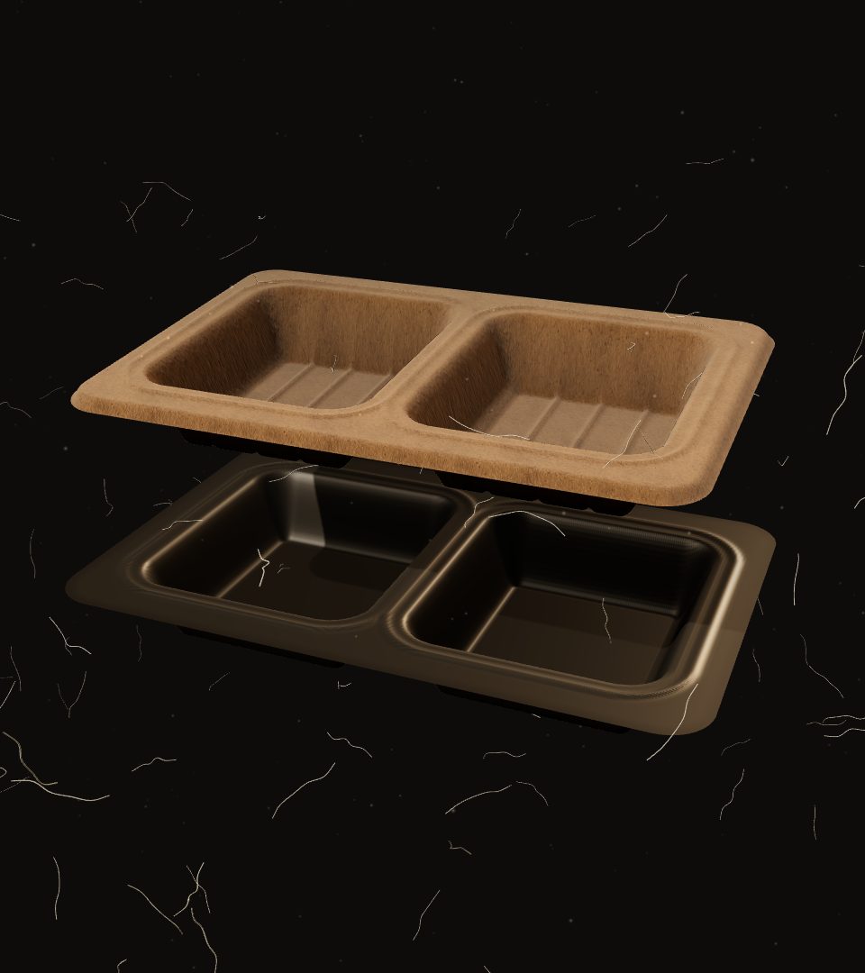Render of a fibre tray lifting from a screened mould